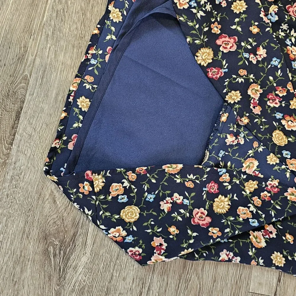 J.Crew Mercantile Navy Floral Dress Size 4 Sleeveless Fit n' Flare 90's grunge